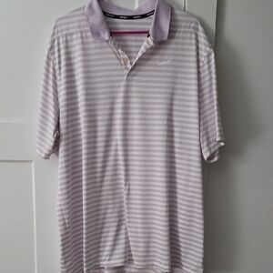 Nike Men's Light Purple Striped Polo Shirt